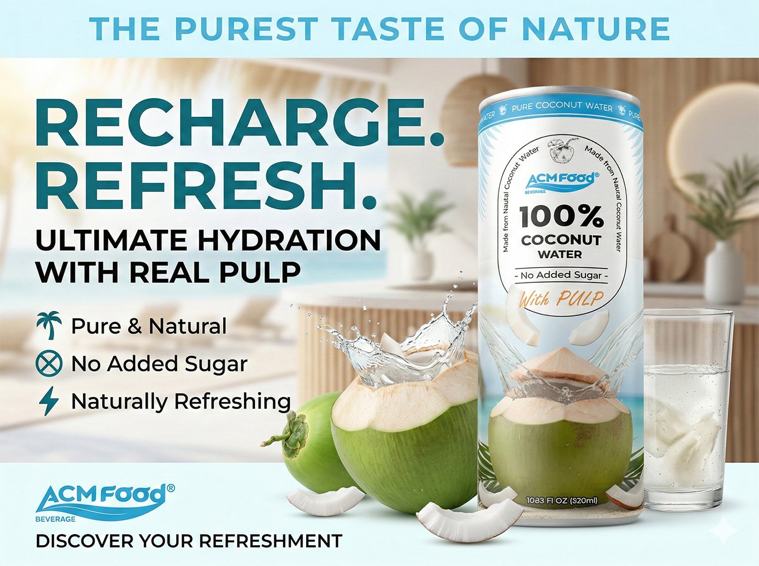 100% Coconut Water with pulp 320ml | Coconut Water Suppliers | NFC – ACM