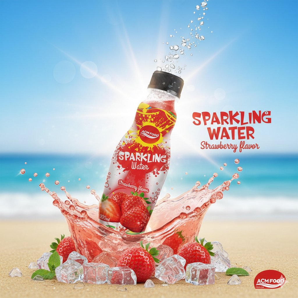 300ml ACM Strawberry Sparkling water drink Pet bottle