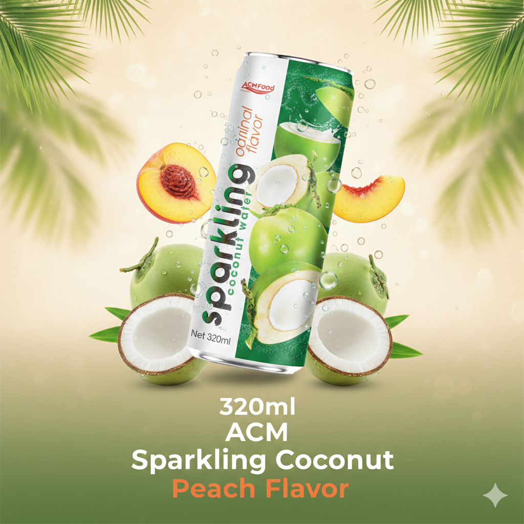 320ml ACM Sparkling Coconut Water Peach flavor