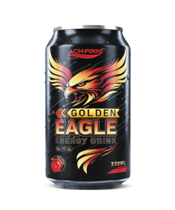 330ml can Refeshing Golden Eagle Energy Drink with red apple