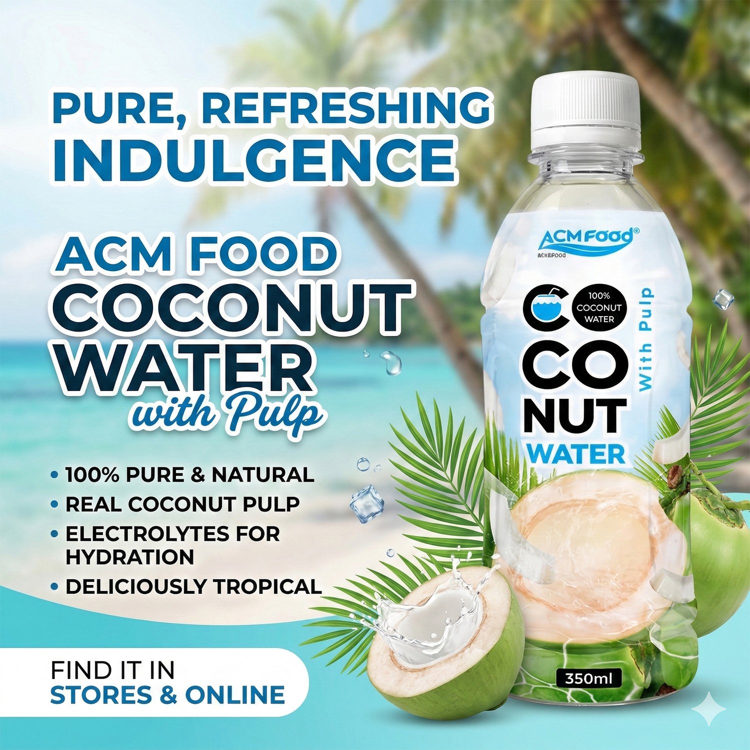 350ml PET Bottle ACM Coconut Water with pulp