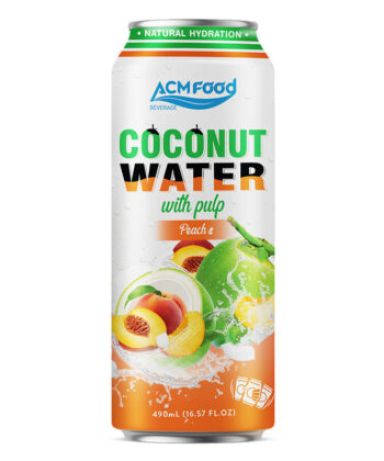 500ml ACM Coconut Water with Pulp and Peach Flavour Can