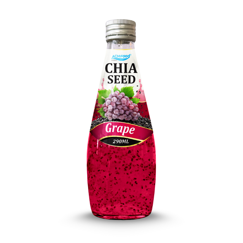 290ml glass bottle ACM Chia Seed drinks with Grape Flavor