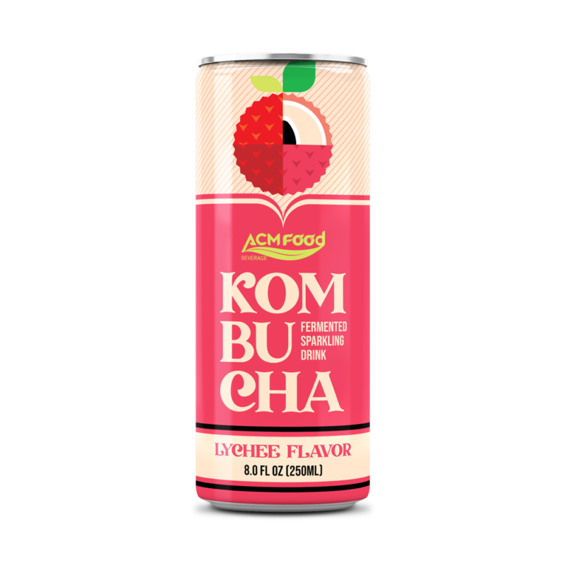 250ml Alu Can Kombucha Lychee Juice Fermented Sparkling