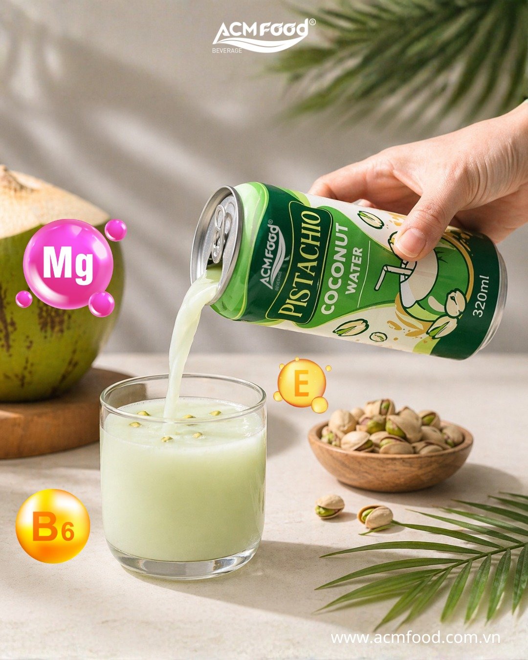 Pistachio coconut water drink