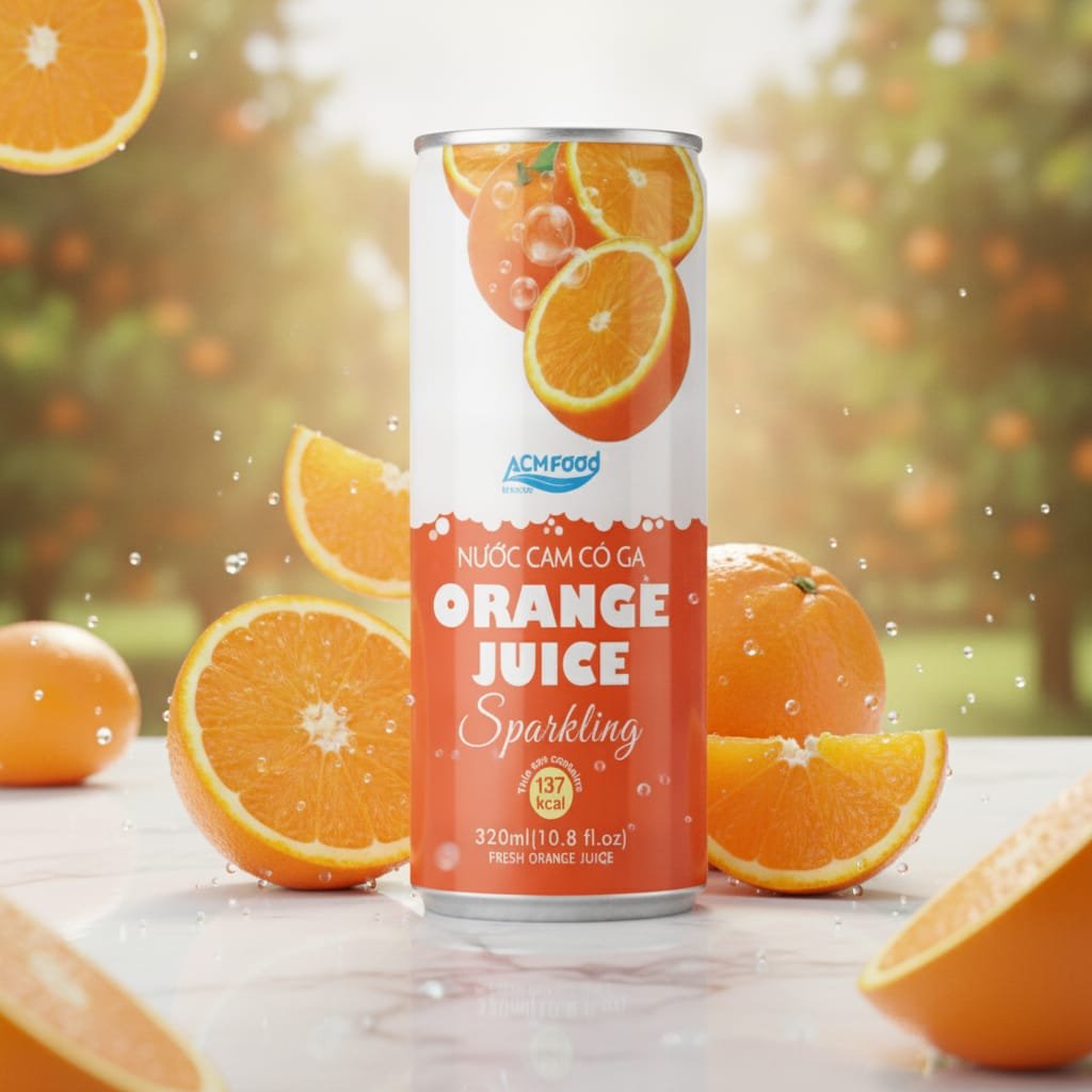 Automated quality control inspection of Orange Sparkling Drink cans at a modern OEM beverage facility in Vietnam Factory quality control line for Orange Sparkling Drink cans, beverage manufacturing