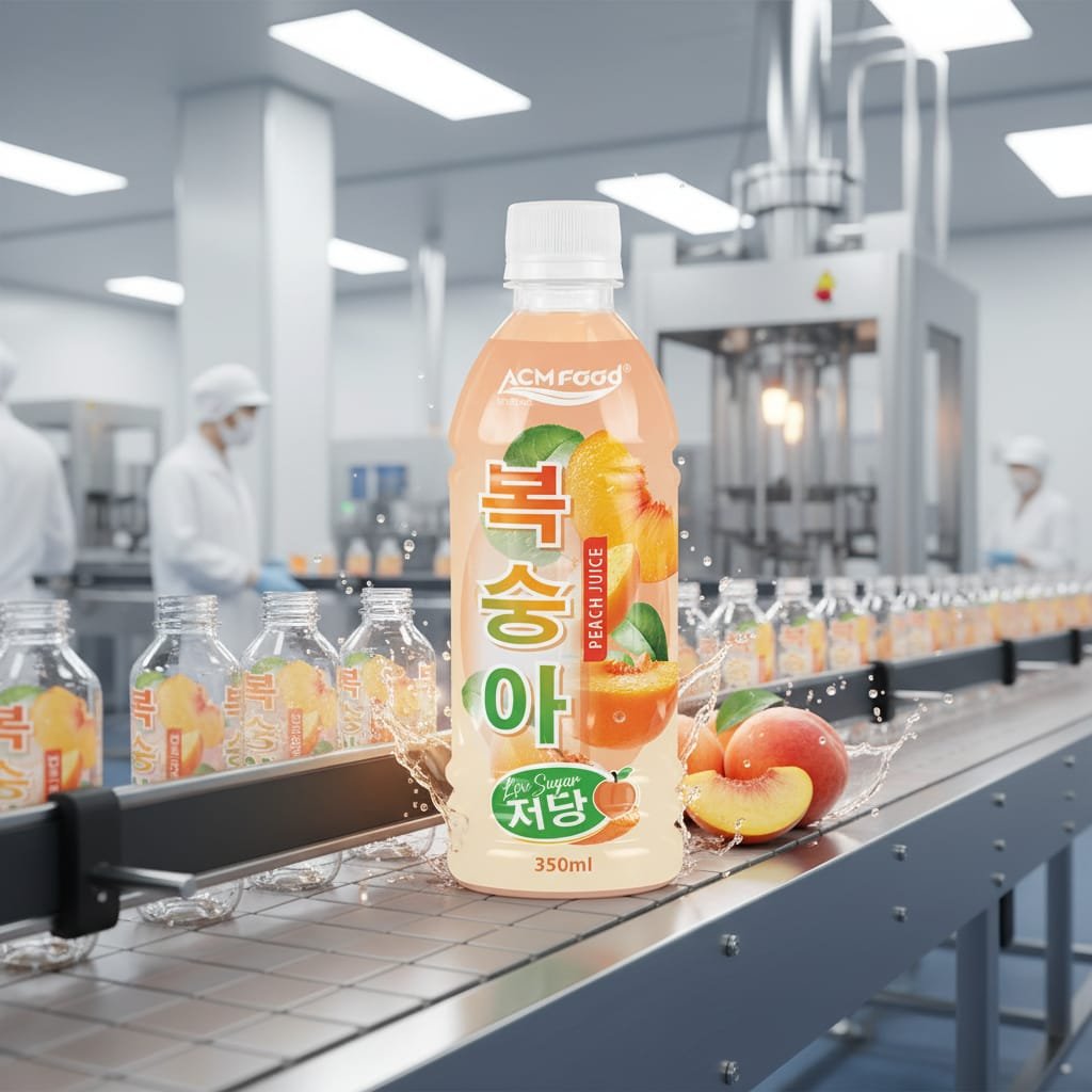 ACM beverage factory production line for low sugar peach juice in PET bottles