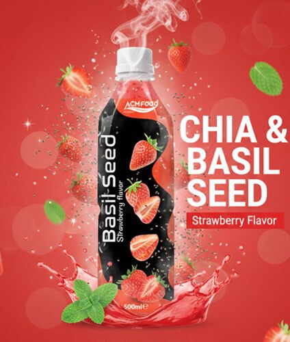 chia and basil seed drink poster