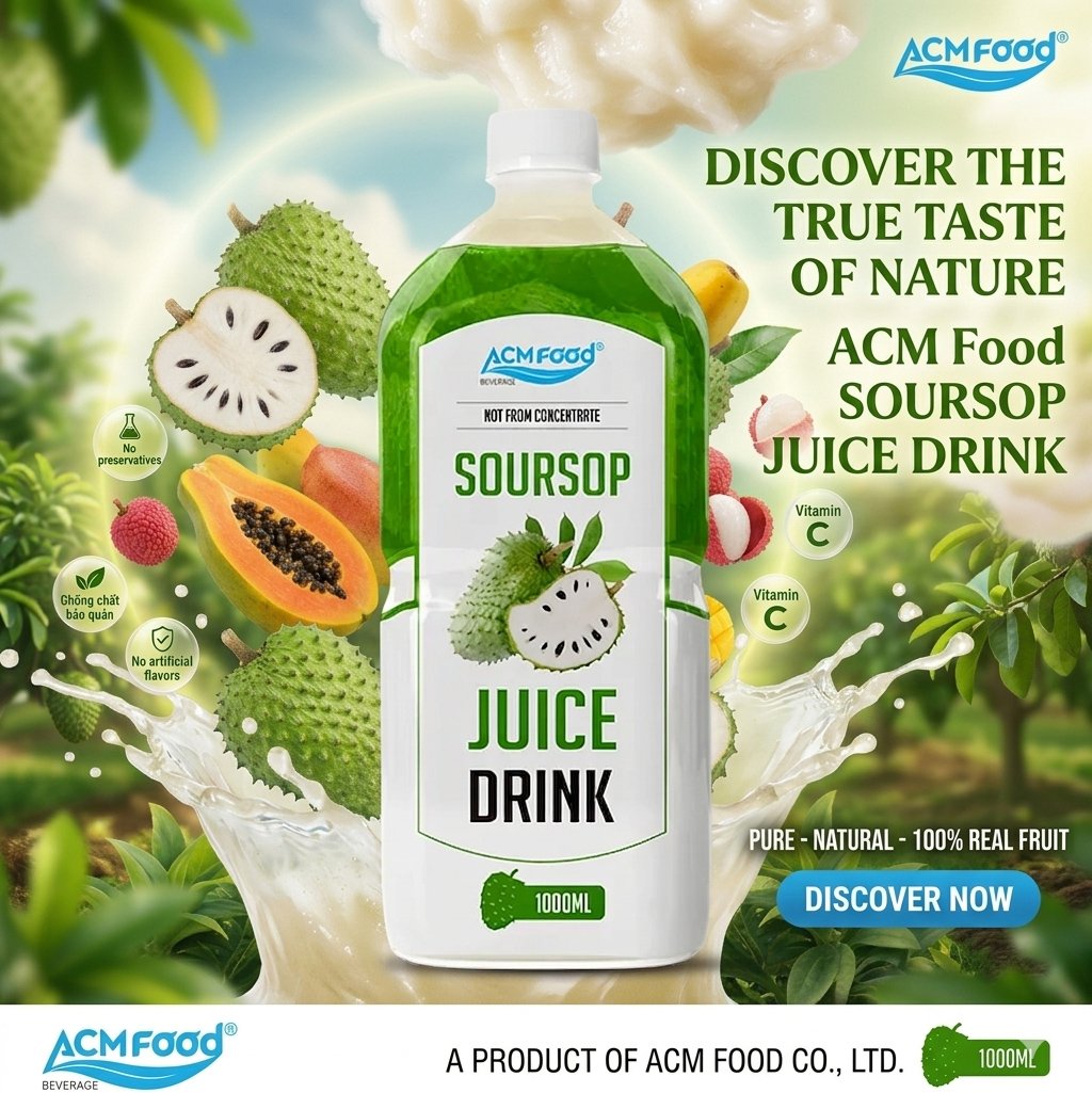 discover the true taste of natural ACM Food soursop juice drink