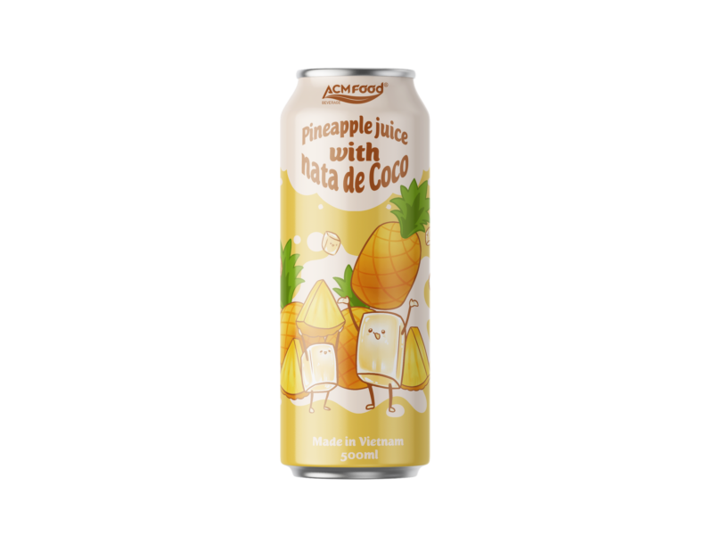 500Ml Cans ACM Pineapple Juice with Nata de Coco