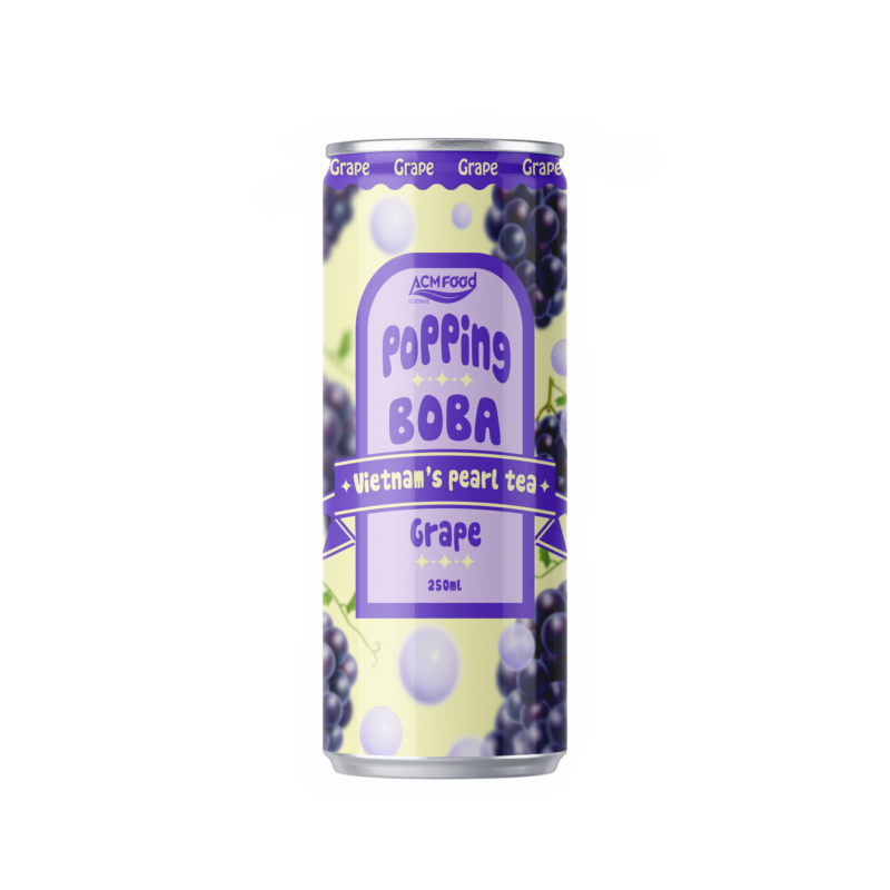 250ml ACM Grape Bubble Tea with Popping Boba
