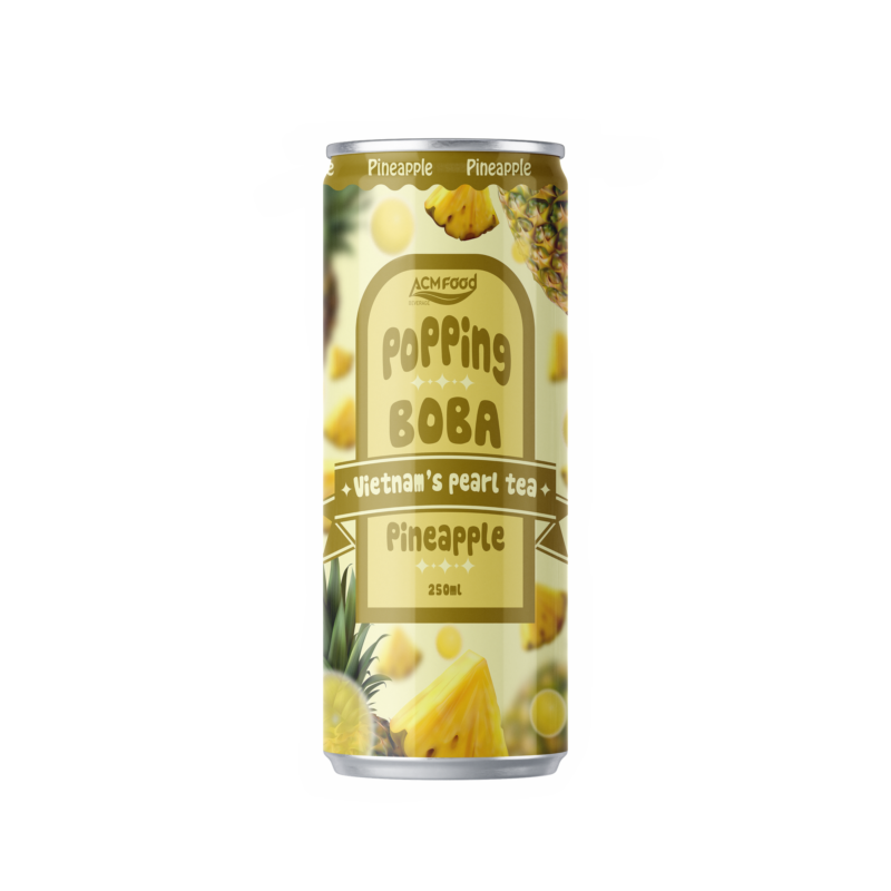 250ml ACM Pineapple Bubble Tea with Popping Boba